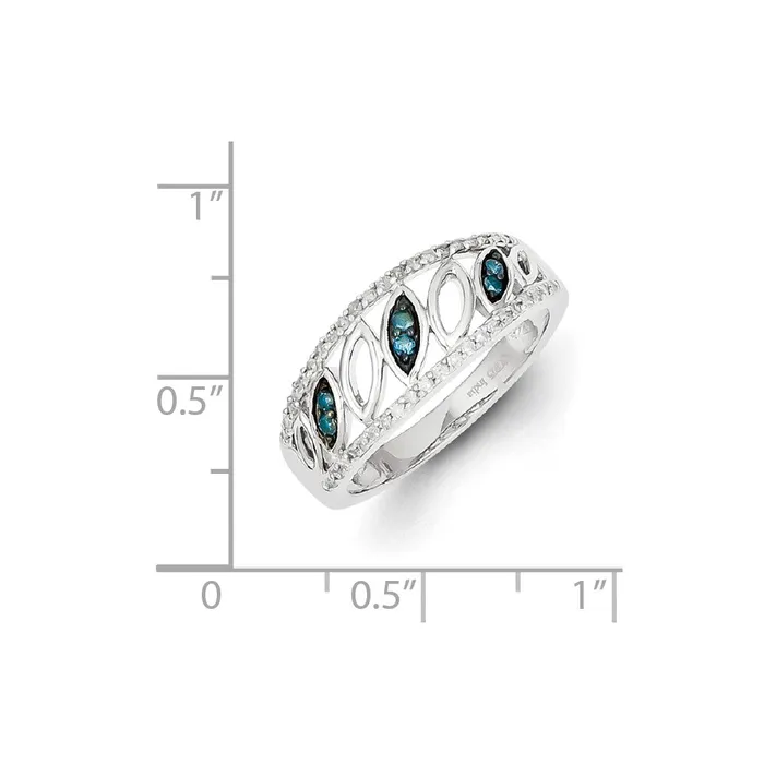 Rings Sterling Silver Rhodium Plated Blue u0026 White Diamond Ring Goldia
