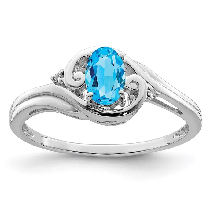 Rings Sterling Silver Rhodium Plated Diamond u0026 Sky Blue Topaz Ring Goldia