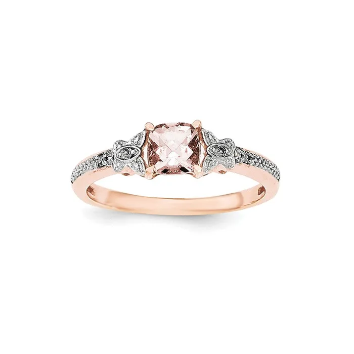 Rings Sterling Silver Rose Goldplated Morganite u0026 Diamond Ring Goldia