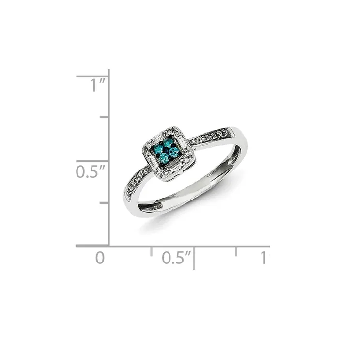 Rings Sterling Silver White u0026 Blue Diamond Cluster Ring Goldia