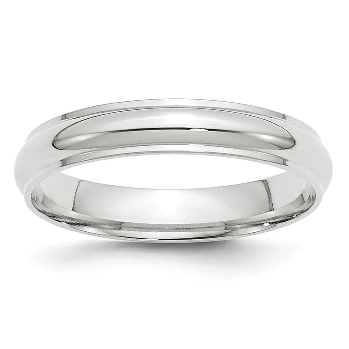 Solid 10K White Gold 4mm Half Round with Edge MensWomens Wedding Band Ring Size 105 Goldia Rings