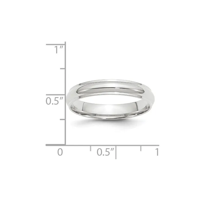 Solid 10K White Gold 4mm Half Round with Edge MensWomens Wedding Band Ring Size 105 Goldia Rings