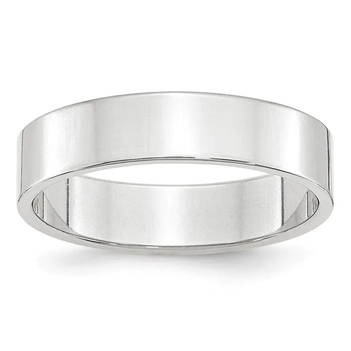 Solid 10K White Gold 5mm Light Weight Flat MensWomens Wedding Band Ring Size 45 Goldia Rings
