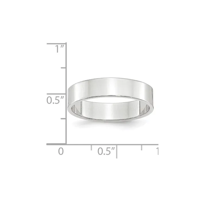 Solid 10K White Gold 5mm Light Weight Flat MensWomens Wedding Band Ring Size 45 Goldia Rings