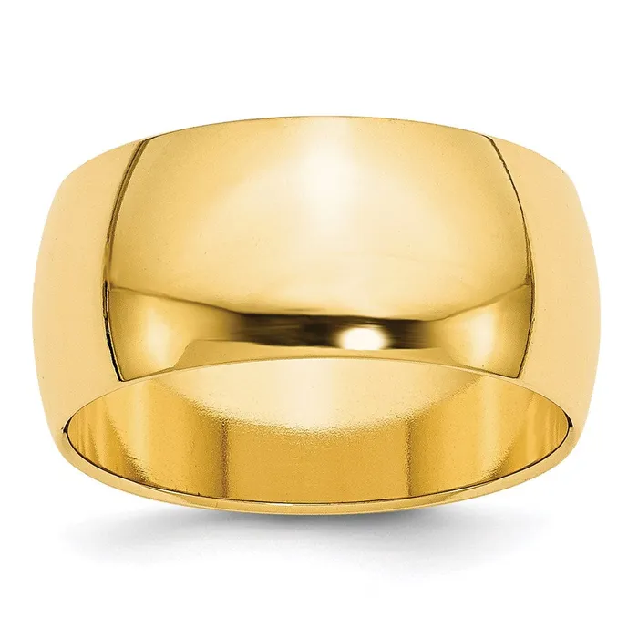 Solid 10K Yellow Gold 10mm Half Round MensWomens Wedding Band Ring Size 75 Goldia Rings