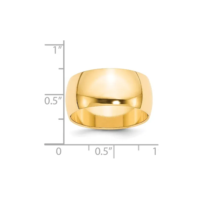 Solid 10K Yellow Gold 10mm Half Round MensWomens Wedding Band Ring Size 75 Goldia Rings