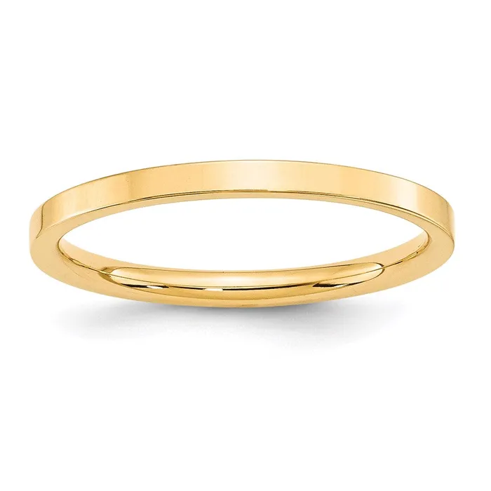 Solid 10K Yellow Gold 2mm Standard Flat Comfort Fit MensWomens Wedding Band Ring Size 45 Goldia Rings