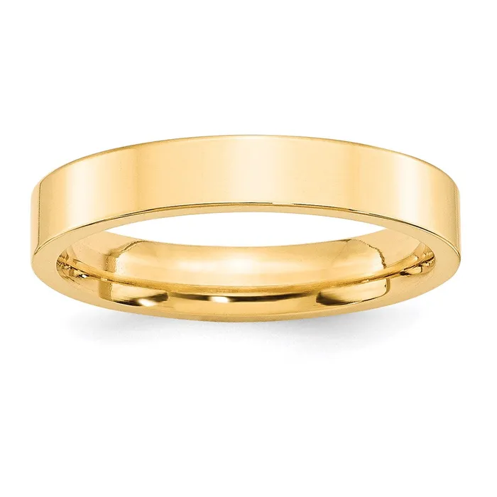 Solid 10K Yellow Gold 4mm Standard Flat Comfort Fit MensWomens Wedding Band Ring Size 13 Goldia Rings
