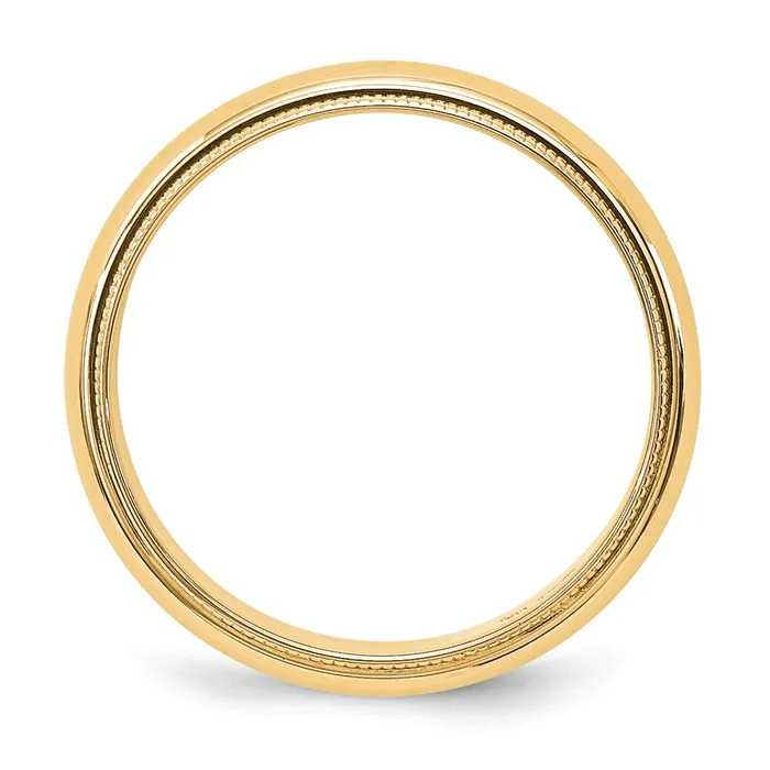 Solid 10K Yellow Gold 5mm Milgrain HalfRound Wedding MensWomens Wedding Band Ring Size 95 Goldia Rings