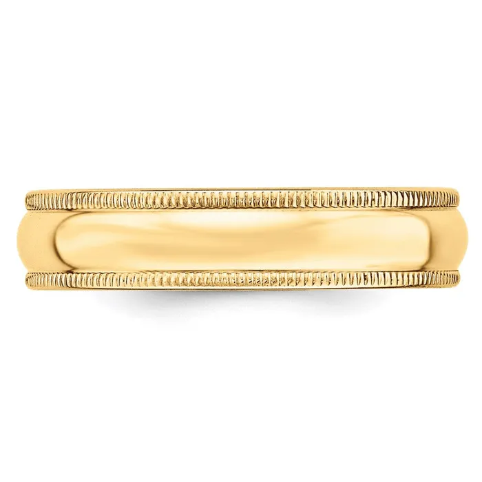 Solid 10K Yellow Gold 5mm Milgrain HalfRound Wedding MensWomens Wedding Band Ring Size 95 Goldia Rings