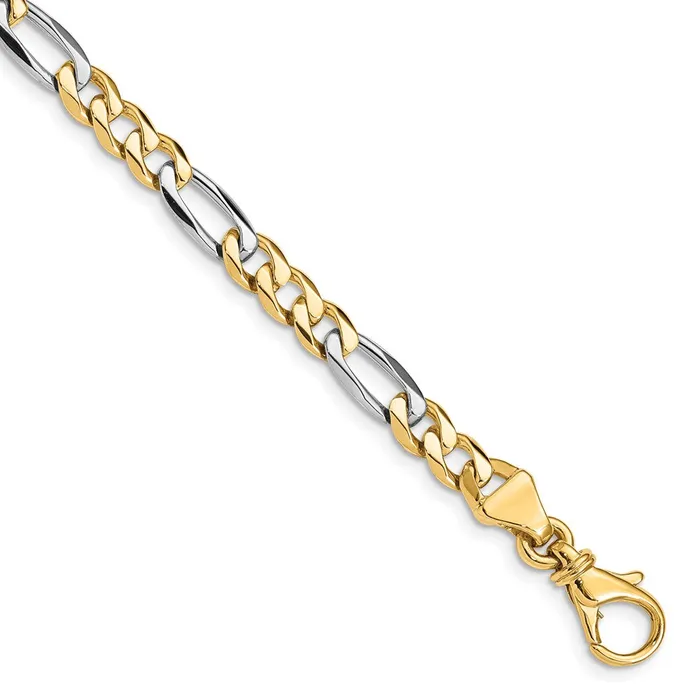 Solid 14K Twotone Gold 8 inch 58mm Hand Polished Fancy Link with Fancy Lobster Clasp Bracelet MDS Bracelets Solid 14K Twotone Gold 8 inch 58mm Hand Polished Fancy Link with Fancy Lobster Clasp Bracelet MDS Bracelets