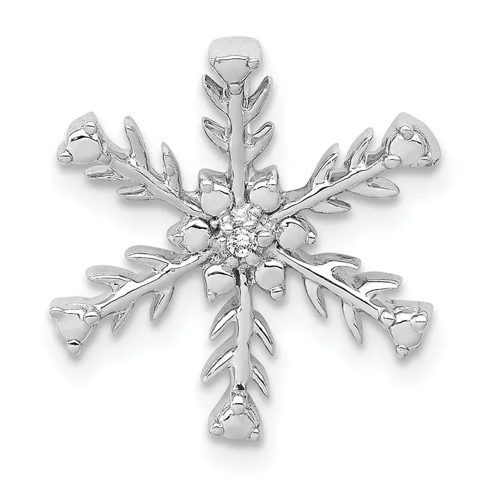 Solid 14k White Gold 01ct Simulated CZ SnowflaKe Chain Slide Goldia Necklaces Solid 14k White Gold 01ct Simulated CZ SnowflaKe Chain Slide Goldia Necklaces