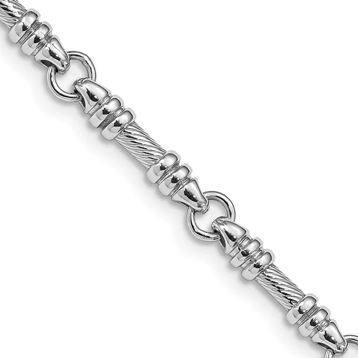 Solid 14K White Gold 20 inch 35mm Hand Polished and Textured Fancy Link with Fancy Lobster Clasp Chain Necklace MDS Necklaces Solid 14K White Gold 20 inch 35mm Hand Polished and Textured Fancy Link with Fancy Lobster Clasp Chain Necklace MDS Necklaces