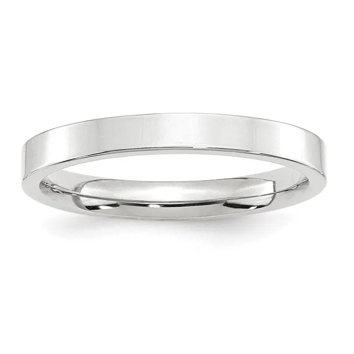 Solid 14K White Gold 3mm Standard Flat Comfort Fit MensWomens Wedding Band Ring Size 5 Goldia Rings