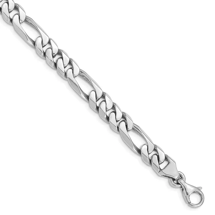Solid 14K White Gold 9 inch 8mm Hand Polished Figaro Link with Fancy Lobster Clasp Bracelet MDS Bracelets Solid 14K White Gold 9 inch 8mm Hand Polished Figaro Link with Fancy Lobster Clasp Bracelet MDS Bracelets