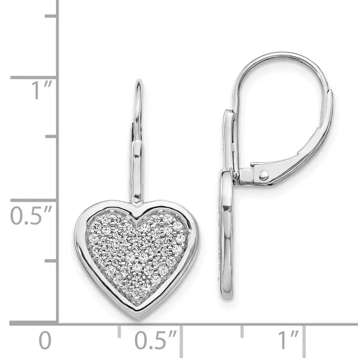 Solid 14k White Gold Simulated CZ Fancy Heart LeverbacK Earrings Goldia Earrings Solid 14k White Gold Simulated CZ Fancy Heart LeverbacK Earrings Goldia Earrings