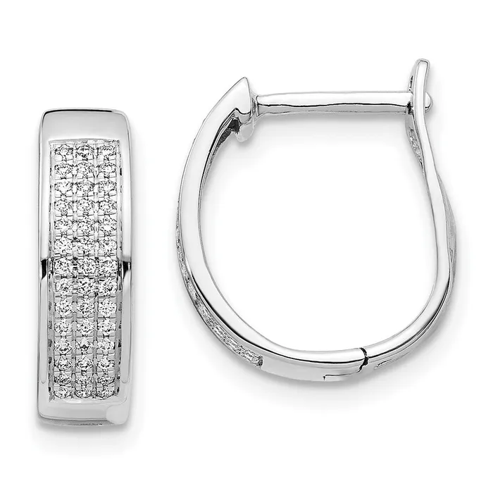 Solid 14k White Gold Simulated CZ Hinged Oval Hoop Earrings Goldia Earrings Solid 14k White Gold Simulated CZ Hinged Oval Hoop Earrings Goldia Earrings