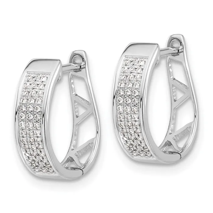 Solid 14k White Gold Simulated CZ Hinged Oval Hoop Earrings Goldia Earrings Solid 14k White Gold Simulated CZ Hinged Oval Hoop Earrings Goldia Earrings