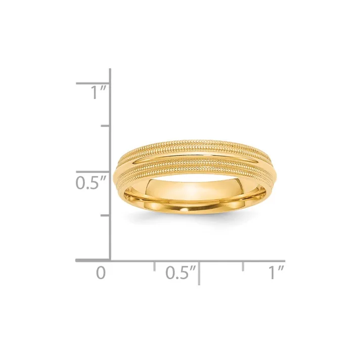 Solid 14K Yellow Gold 5mm Double Milgrain Comfort Fit MensWomens Wedding Band Ring Size 45 Goldia Rings Solid 14K Yellow Gold 5mm Double Milgrain Comfort Fit MensWomens Wedding Band Ring Size 45 Goldia Rings