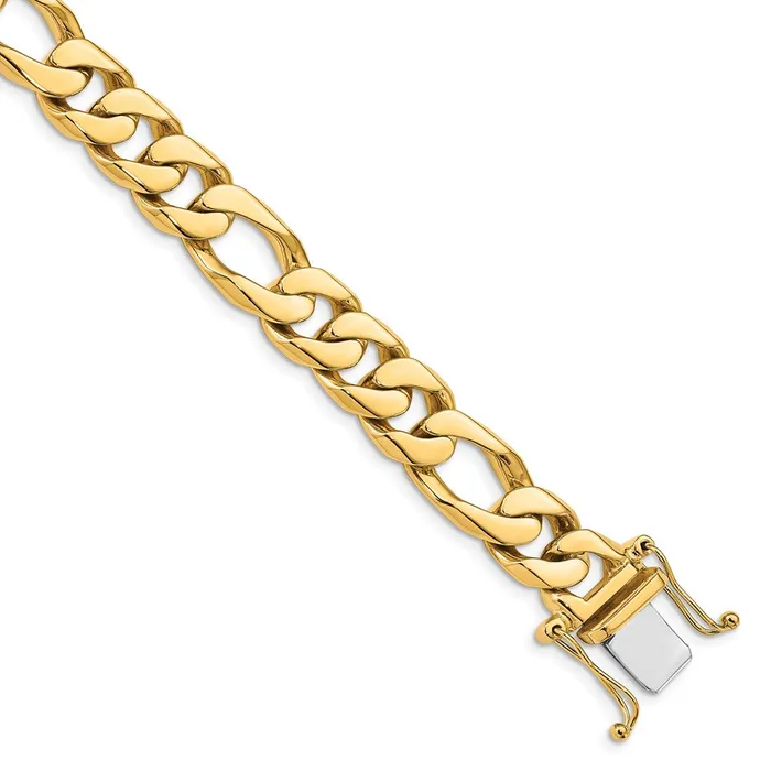 Solid 14K Yellow Gold 8 inch 10mm Hand Polished Figaro Link with Box Catch Clasp Bracelet MDS Bracelets Solid 14K Yellow Gold 8 inch 10mm Hand Polished Figaro Link with Box Catch Clasp Bracelet MDS Bracelets