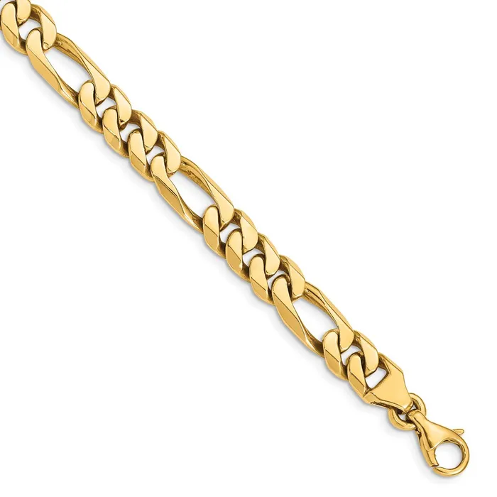 Solid 14K Yellow Gold 8 inch 8mm Hand Polished Figaro Link with Fancy Lobster Clasp Bracelet MDS Bracelets Solid 14K Yellow Gold 8 inch 8mm Hand Polished Figaro Link with Fancy Lobster Clasp Bracelet MDS Bracelets