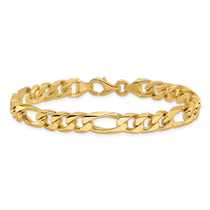 Solid 14K Yellow Gold 8 inch 8mm Hand Polished Figaro Link with Fancy Lobster Clasp Bracelet MDS Bracelets Solid 14K Yellow Gold 8 inch 8mm Hand Polished Figaro Link with Fancy Lobster Clasp Bracelet MDS Bracelets