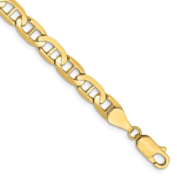 Solid 14K Yellow Gold 9 inch 525mm Concave Anchor with Lobster Clasp Chain Bracelet MDS Bracelets Solid 14K Yellow Gold 9 inch 525mm Concave Anchor with Lobster Clasp Chain Bracelet MDS Bracelets