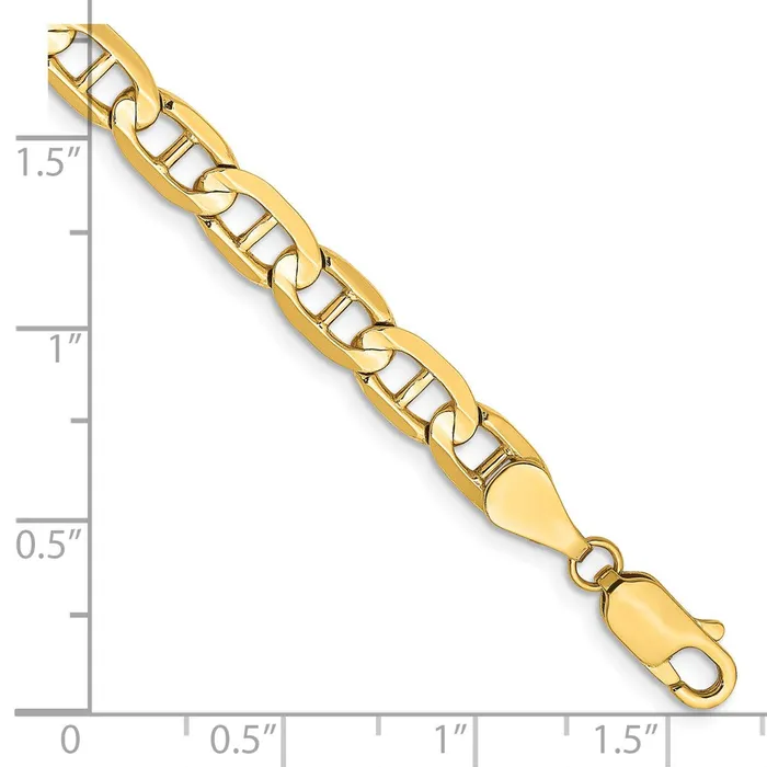 Solid 14K Yellow Gold 9 inch 525mm Concave Anchor with Lobster Clasp Chain Bracelet MDS Bracelets Solid 14K Yellow Gold 9 inch 525mm Concave Anchor with Lobster Clasp Chain Bracelet MDS Bracelets