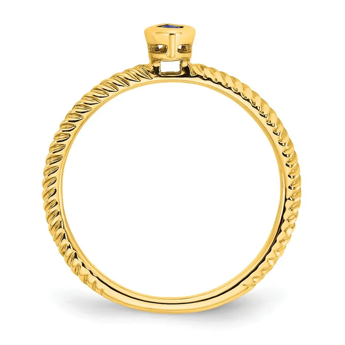 Solid 14k Yellow Gold Marquise Bezel Simulated Sapphire Ring Goldia Rings