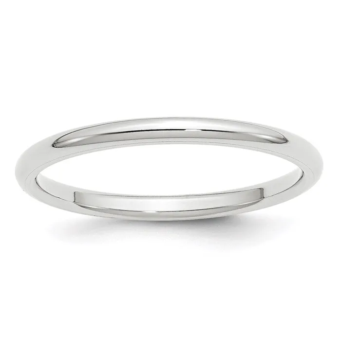 Solid 18K White Gold 2mm Standard Comfort Fit MensWomens Wedding Band Ring Size 85 Goldia Rings