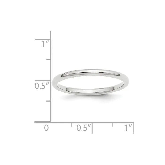 Solid 18K White Gold 2mm Standard Comfort Fit MensWomens Wedding Band Ring Size 85 Goldia Rings