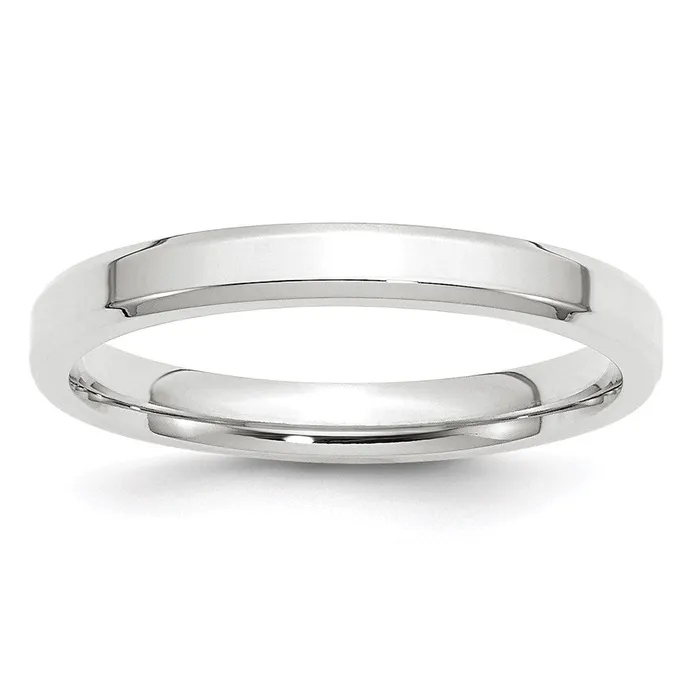 Solid 18K White Gold 3mm Bevel Edge Comfort Fit MensWomens Wedding Band Ring Size 13 Goldia Rings