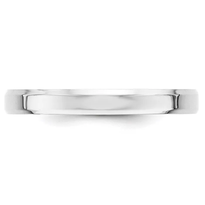 Solid 18K White Gold 3mm Bevel Edge Comfort Fit MensWomens Wedding Band Ring Size 13 Goldia Rings