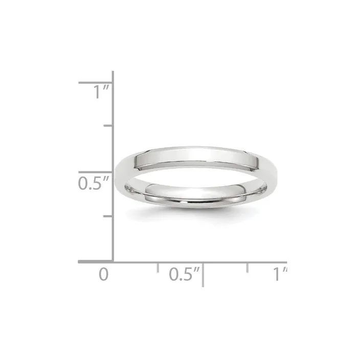 Solid 18K White Gold 3mm Bevel Edge Comfort Fit MensWomens Wedding Band Ring Size 13 Goldia Rings