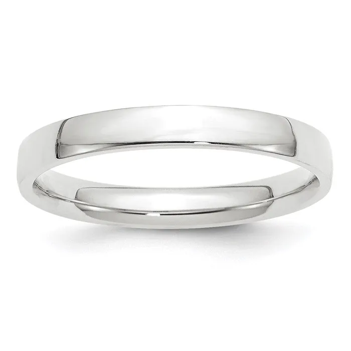 Solid 18K White Gold 3mm Light Weight Comfort Fit MensWomens Wedding Band Ring Size 8 Goldia Rings