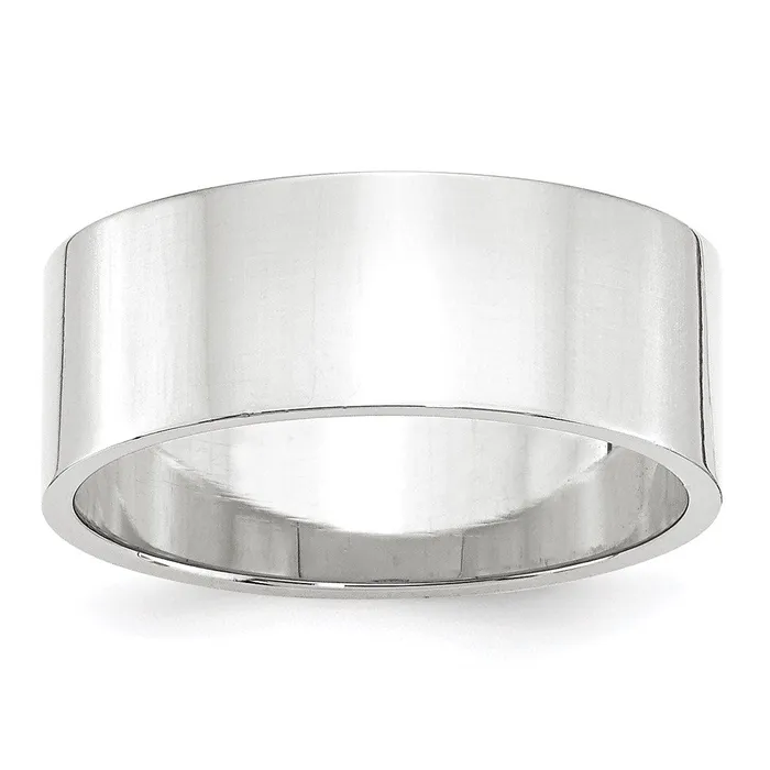 Solid 18K White Gold 8mm Light Weight Flat MensWomens Wedding Band Ring Size 45 Goldia Rings