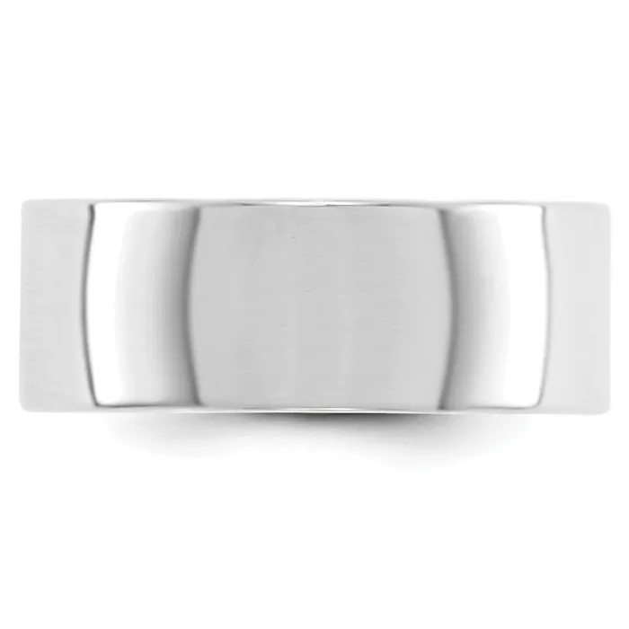 Solid 18K White Gold 8mm Light Weight Flat MensWomens Wedding Band Ring Size 45 Goldia Rings