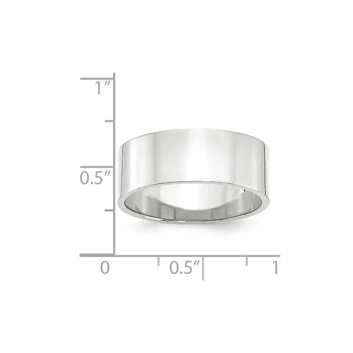 Solid 18K White Gold 8mm Light Weight Flat MensWomens Wedding Band Ring Size 45 Goldia Rings