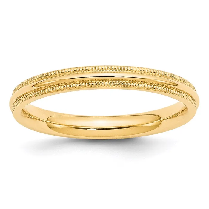 Solid 18K Yellow Gold 3mm Milgrain Comfort Fit MensWomens Wedding Band Ring Size 10 Goldia Rings