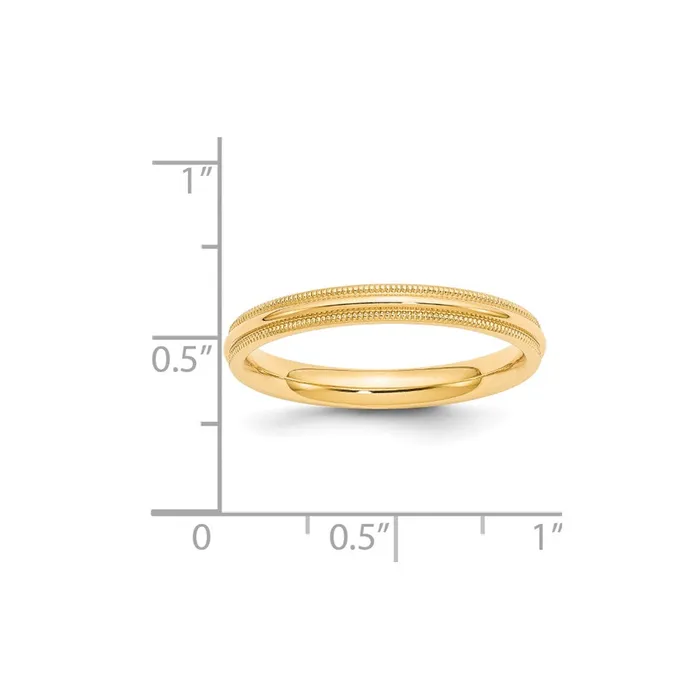 Solid 18K Yellow Gold 3mm Milgrain Comfort Fit MensWomens Wedding Band Ring Size 10 Goldia Rings