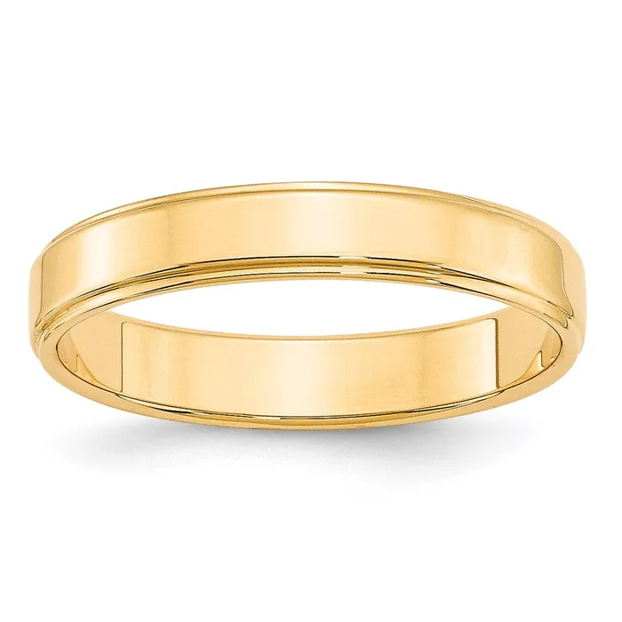 Solid 18K Yellow Gold 4mm Flat with Step Edge MensWomens Wedding Band Ring Size 5 Goldia Rings