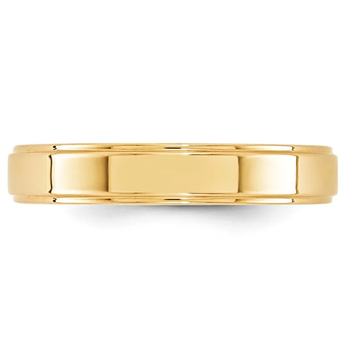 Solid 18K Yellow Gold 4mm Flat with Step Edge MensWomens Wedding Band Ring Size 5 Goldia Rings