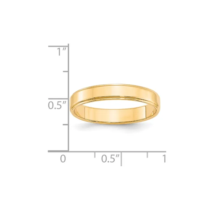 Solid 18K Yellow Gold 4mm Flat with Step Edge MensWomens Wedding Band Ring Size 5 Goldia Rings