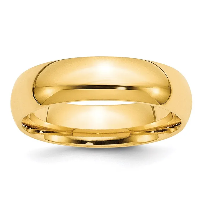 Solid 18K Yellow Gold 6mm Comfort Fit MensWomens Wedding Band Ring Size 12 Goldia Rings