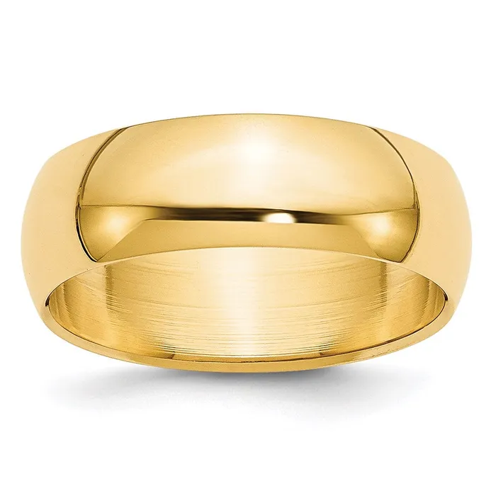 Solid 18K Yellow Gold 7mm HalfRound Wedding MensWomens Wedding Band Ring Size 7 Goldia Rings