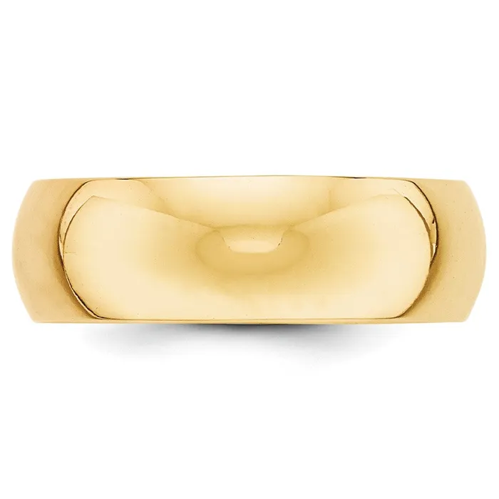 Solid 18K Yellow Gold 7mm HalfRound Wedding MensWomens Wedding Band Ring Size 7 Goldia Rings