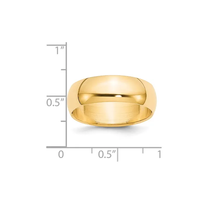 Solid 18K Yellow Gold 7mm HalfRound Wedding MensWomens Wedding Band Ring Size 7 Goldia Rings