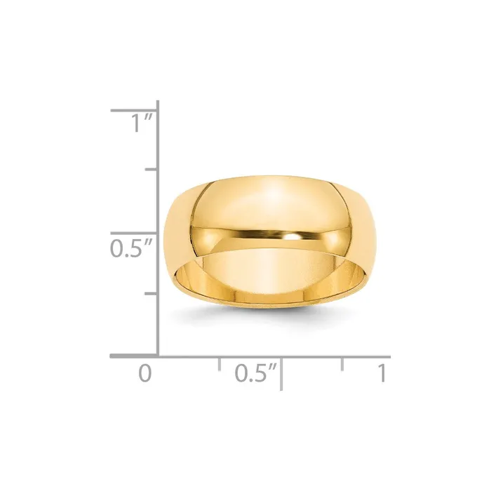 Solid 18K Yellow Gold 8mm Half Round MensWomens Wedding Band Ring Size 135 Goldia Rings