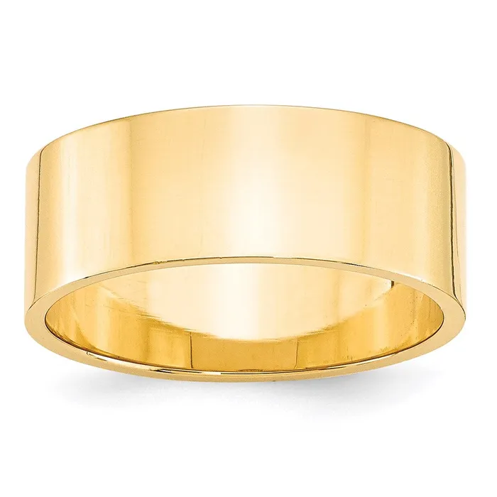 Solid 18K Yellow Gold 8mm Light Weight Flat MensWomens Wedding Band Ring Size 5 Goldia Rings