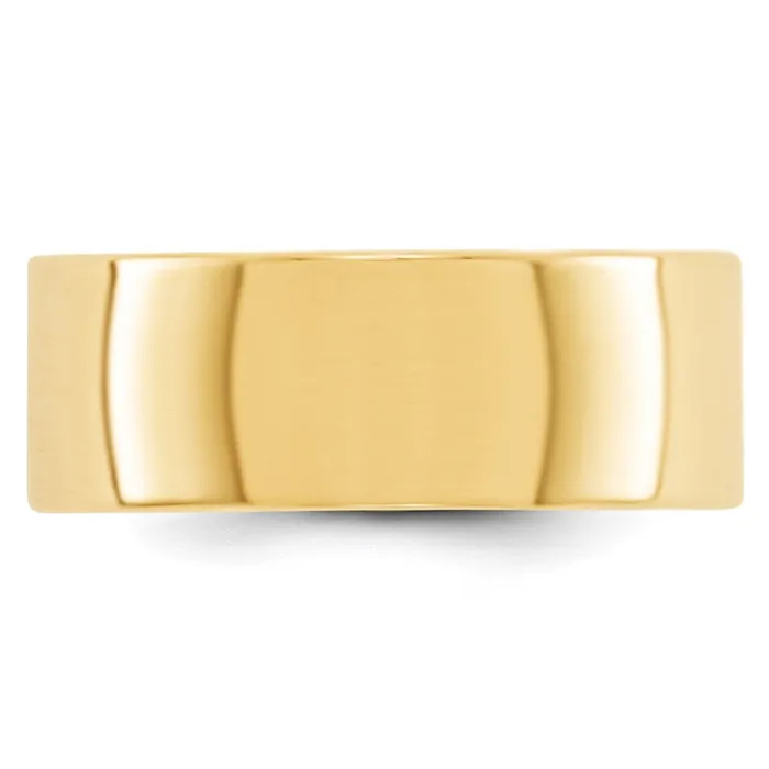 Solid 18K Yellow Gold 8mm Light Weight Flat MensWomens Wedding Band Ring Size 5 Goldia Rings